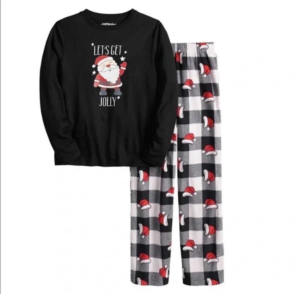 Nwt Kids pajama set- Santa let’s get jolly Christmas pjs